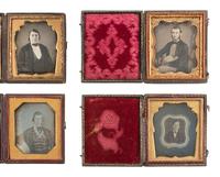[EARLY PHOTO] 27 sixth plate daguerreotypes of young and middle-aged men, incl. magic bordered image
