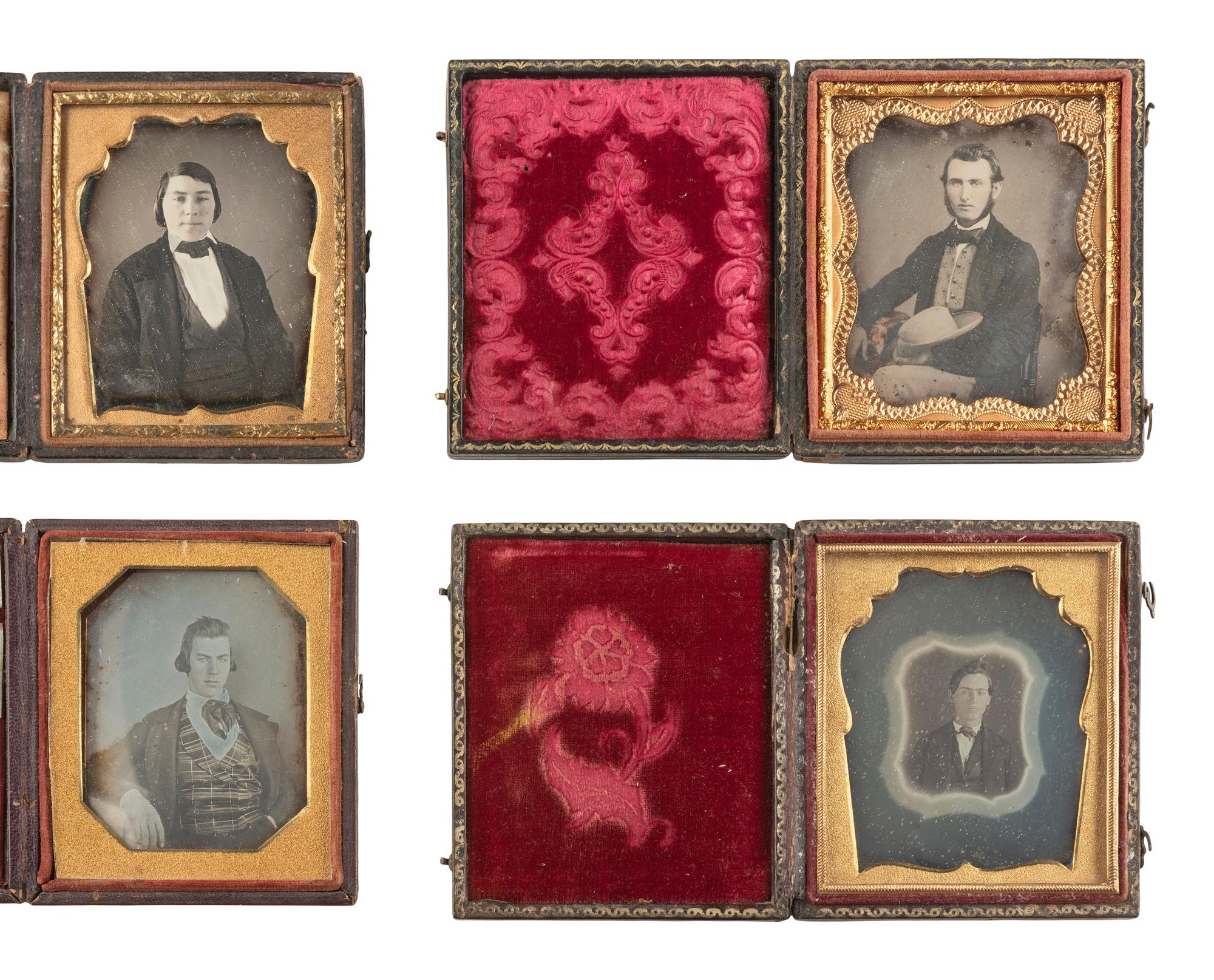 [EARLY PHOTO] 27 sixth plate daguerreotypes of young and middle-aged men, incl. magic bordered image