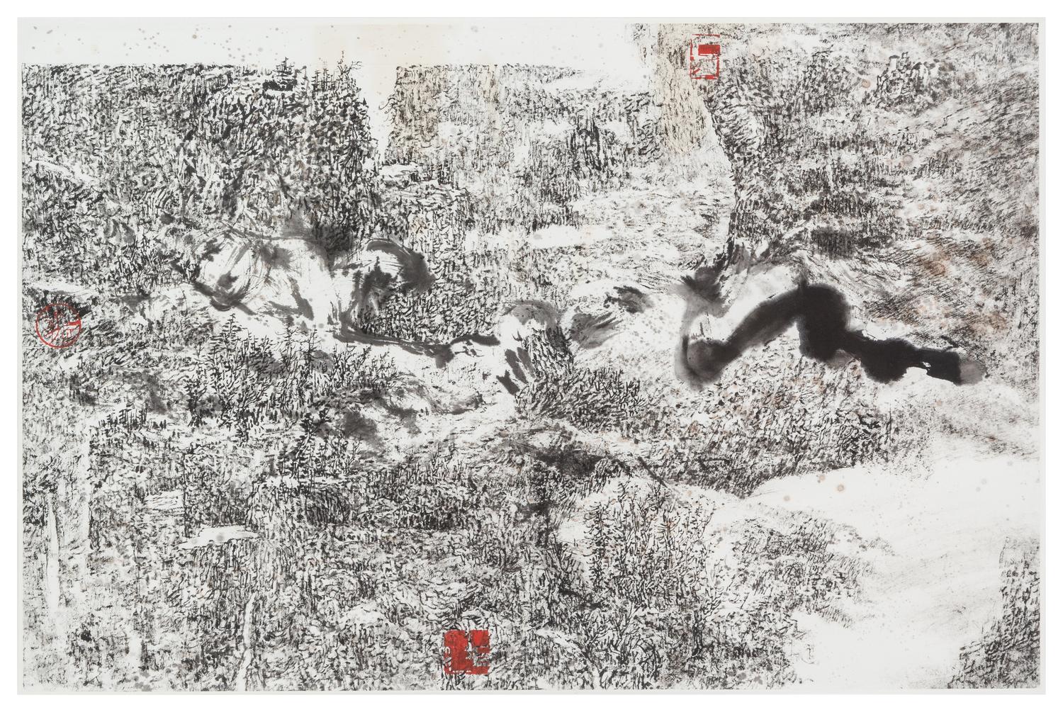 Leung Kui-ting, (Chinese, b. 1945), Landscape 2008, 2001 (a pair of works)