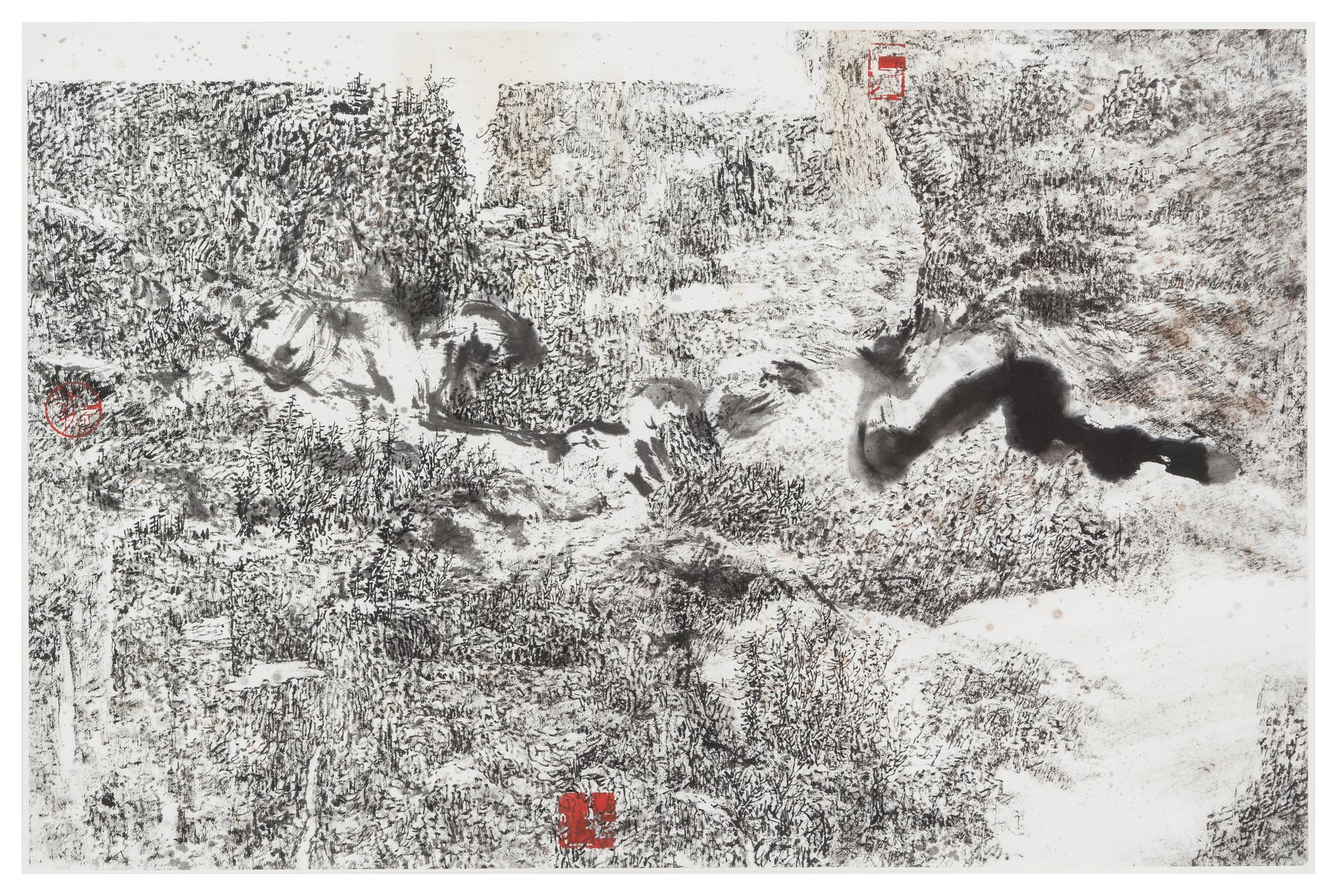 Leung Kui-ting, (Chinese, b. 1945), Landscape 2008, 2001 (a pair of works)