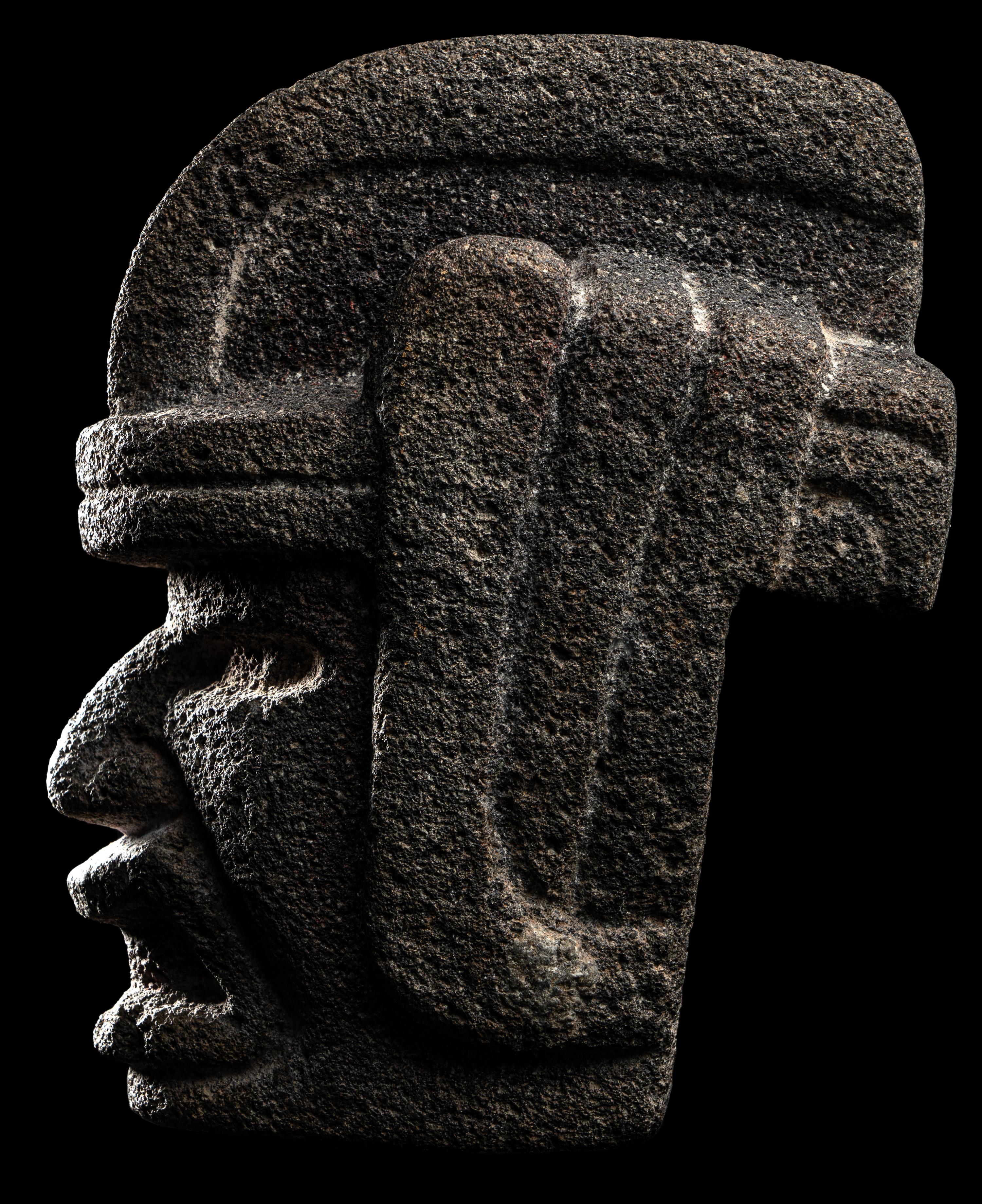 A Veracruz Stone Hacha in the Form of a Warrior
