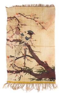 Two Silk Kesi Panels Height of larger 32 3/4 x width 15 1/2 inches.