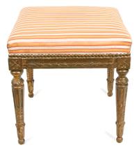 A Louis XVI Style Giltwood Tabouret Height 17 x width 15 1/2 x depth 15 1/2 inches.