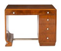 A French Art Deco Figured Walnut Desk