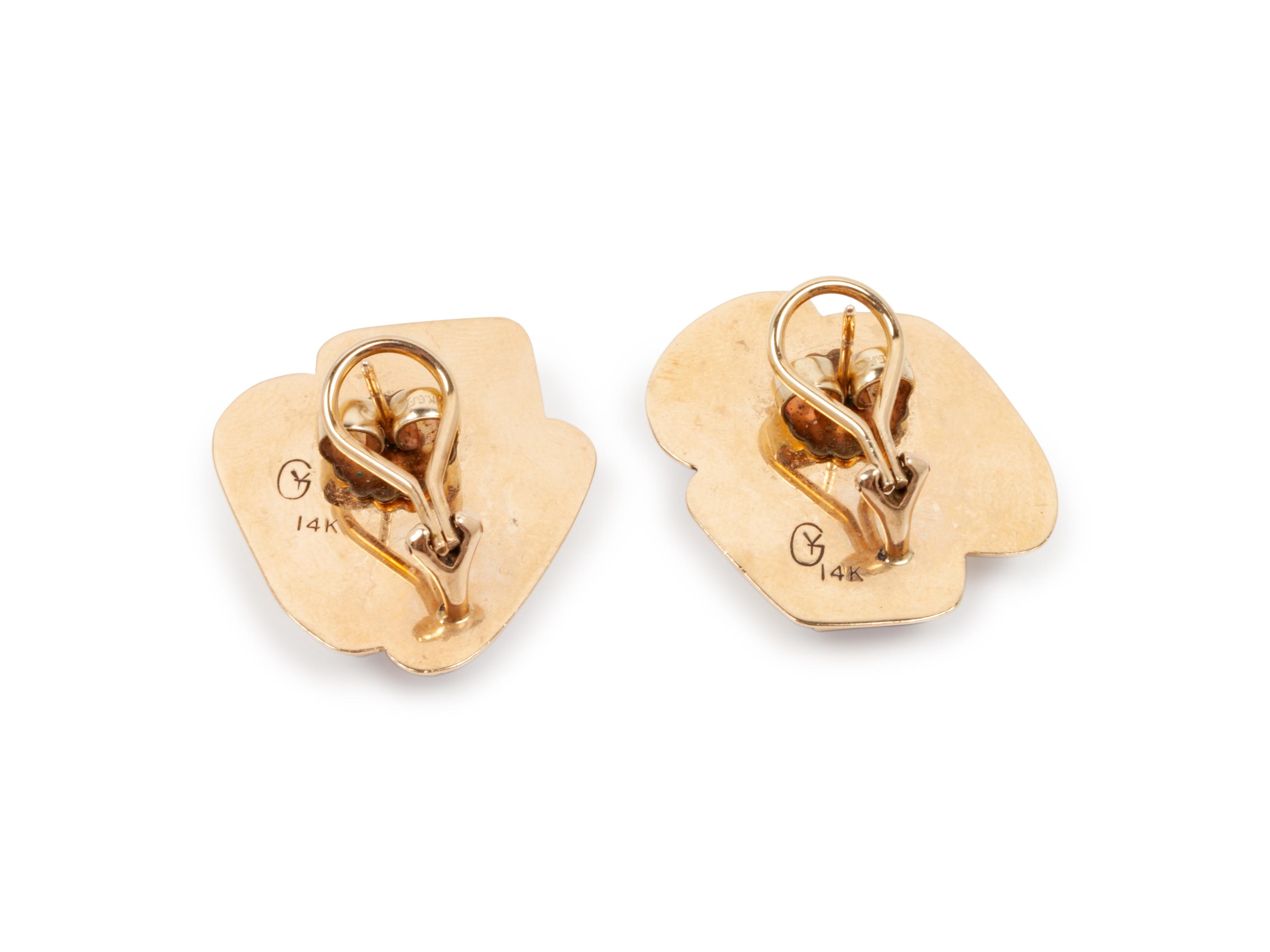 14k Gold Earrings, with Inlaid Stones