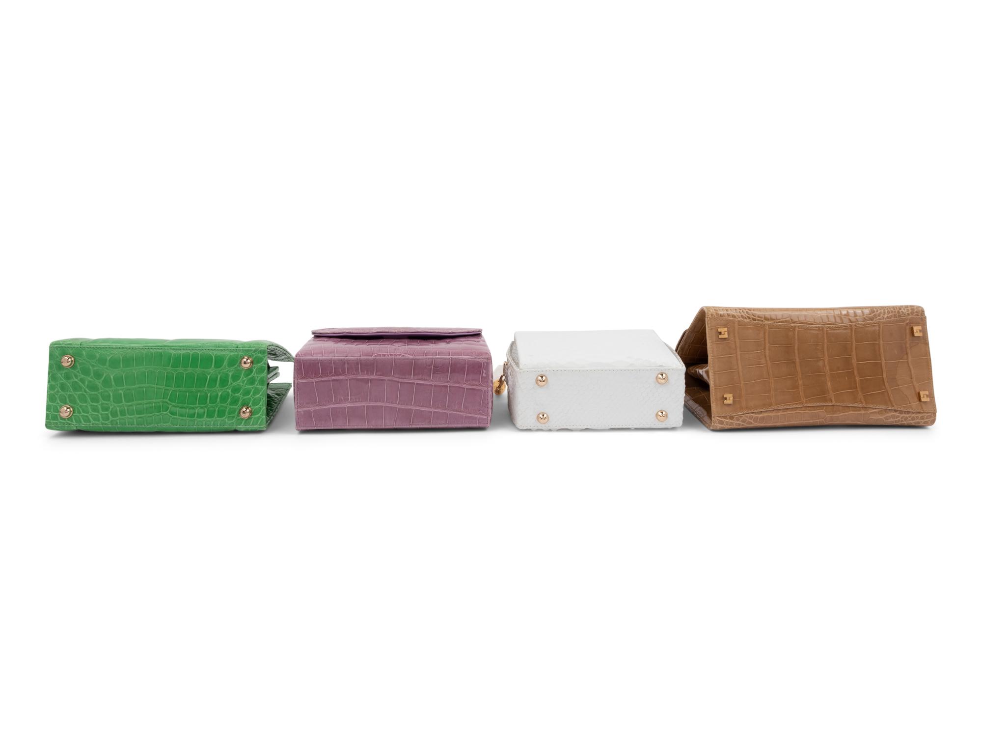 Four Exotic Skin Handbags: Three Barfield Collection, One Lambertson Truex