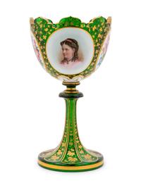 A Bohemian Enameled Glass Vase