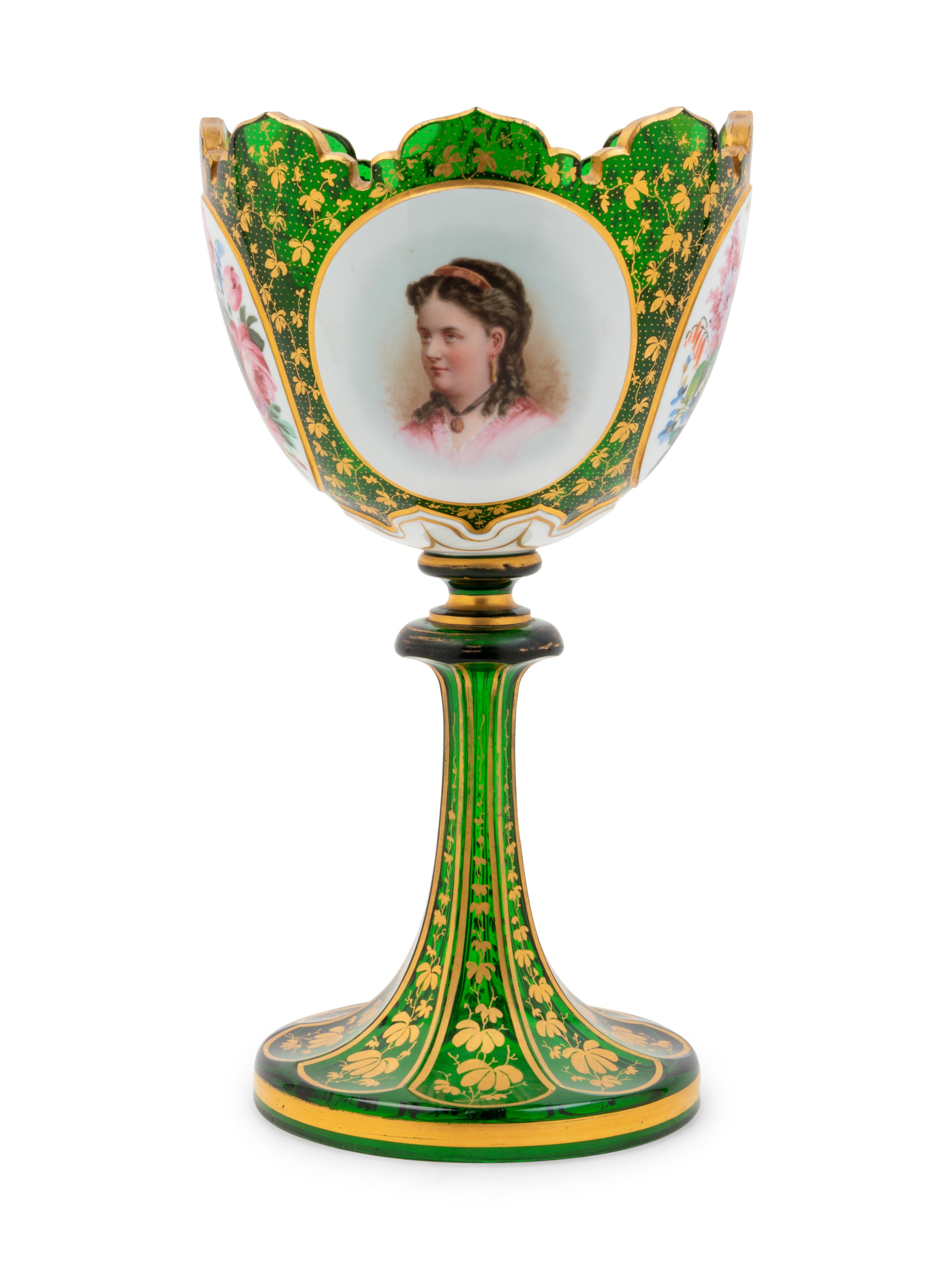 A Bohemian Enameled Glass Vase