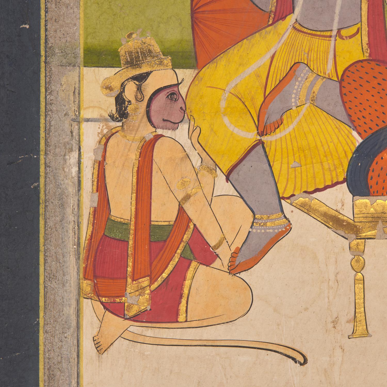 A Painting of Rama and Sita Enthroned with Hanuman, Probably Delhi , Late 19th/Early 20th Century