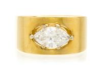 An 18 Karat Yellow Gold and Diamond Solitaire Ring, 6.70 dwts.