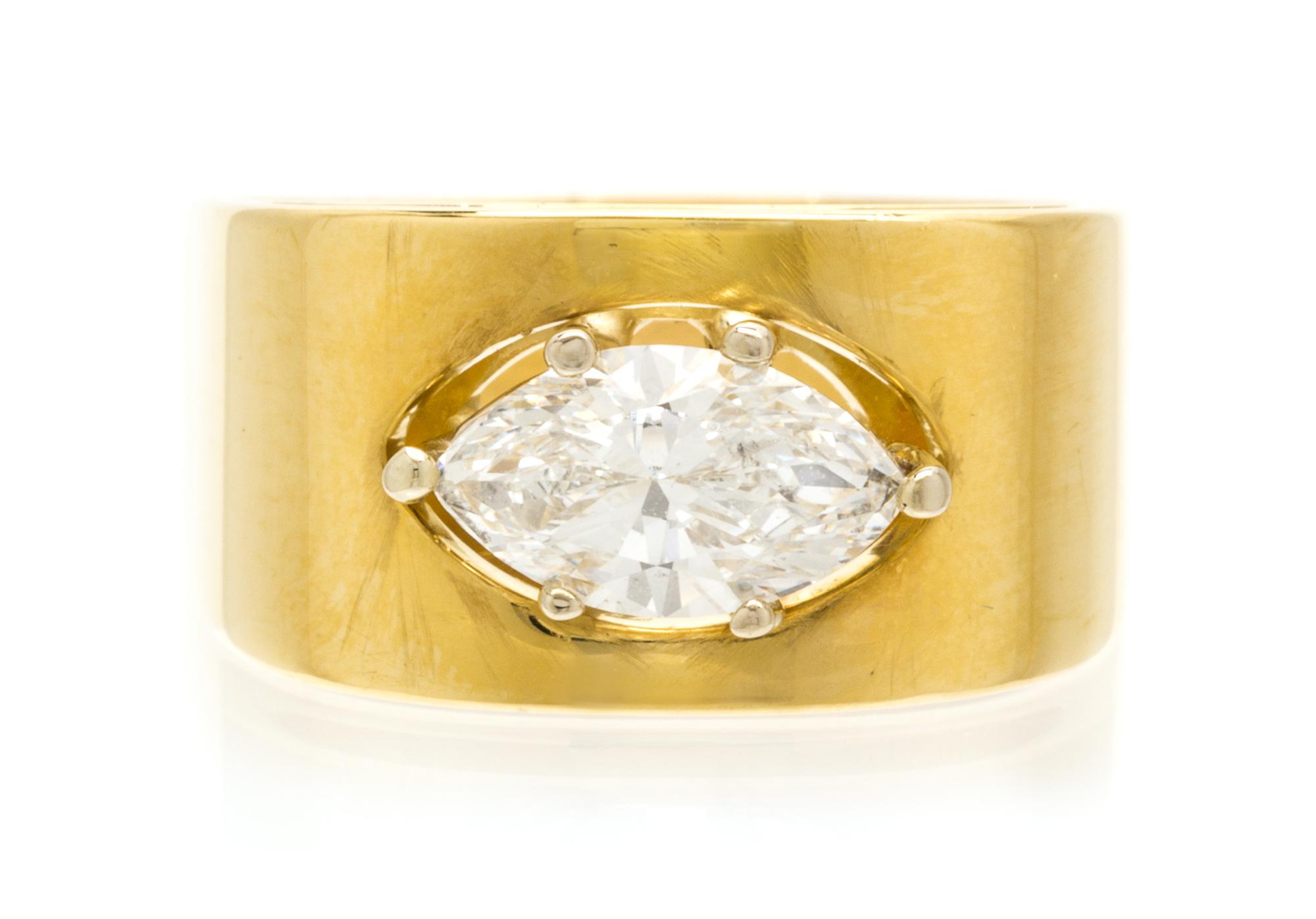 An 18 Karat Yellow Gold and Diamond Solitaire Ring, 6.70 dwts.