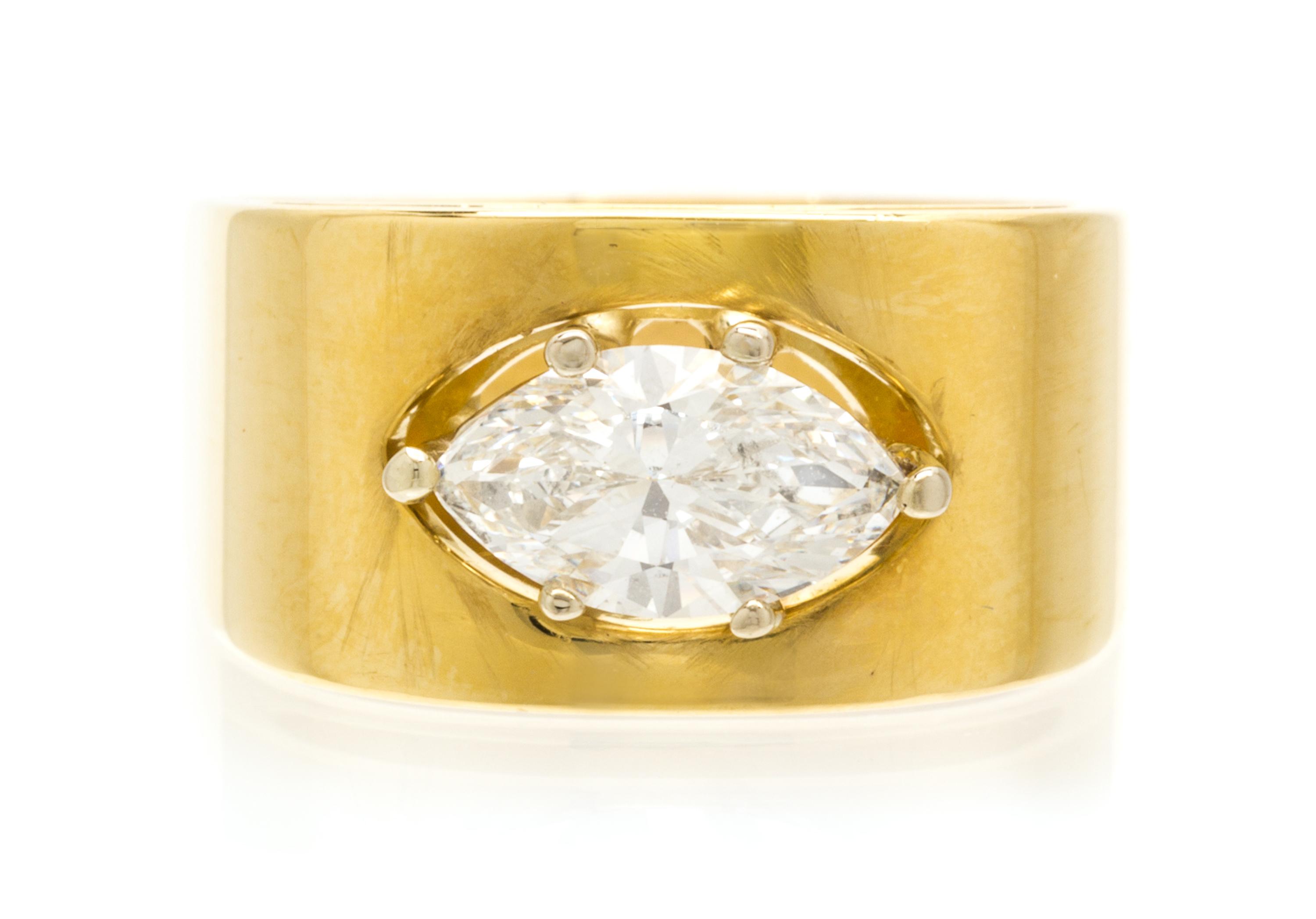 An 18 Karat Yellow Gold and Diamond Solitaire Ring, 6.70 dwts.