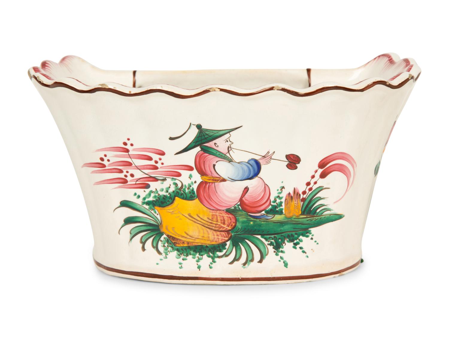 A Pair of French Faience Tulipieres