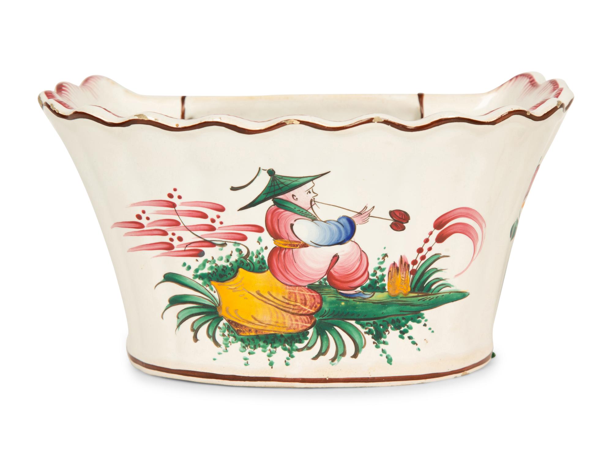 A Pair of French Faience Tulipieres