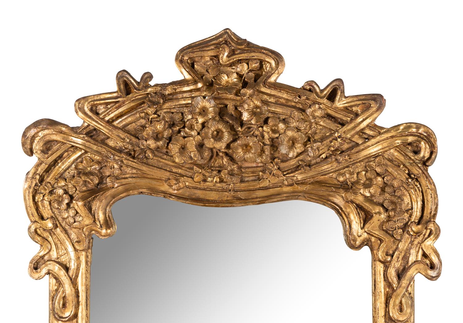 An Art Nouveau Gilt Composition Pier Mirror