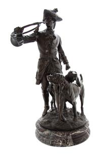 A Continental Patinated Bronze Figural Group, after Hippolyte F. Moreau (French, 1832-1927), Height 26 1/2 inches.