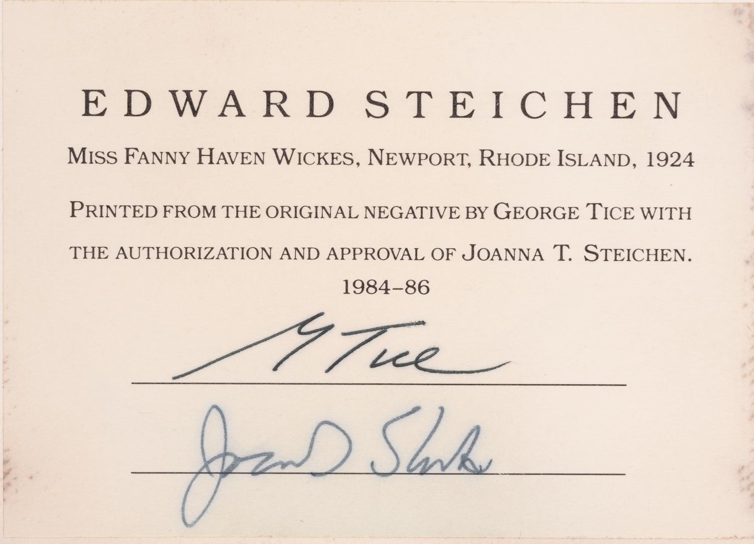 A group of seven photographs (from Harmonic Measure printed by George Tice with labels signed by George Tice and Joanna Steichen)