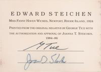A group of seven photographs (from Harmonic Measure printed by George Tice with labels signed by George Tice and Joanna Steichen)