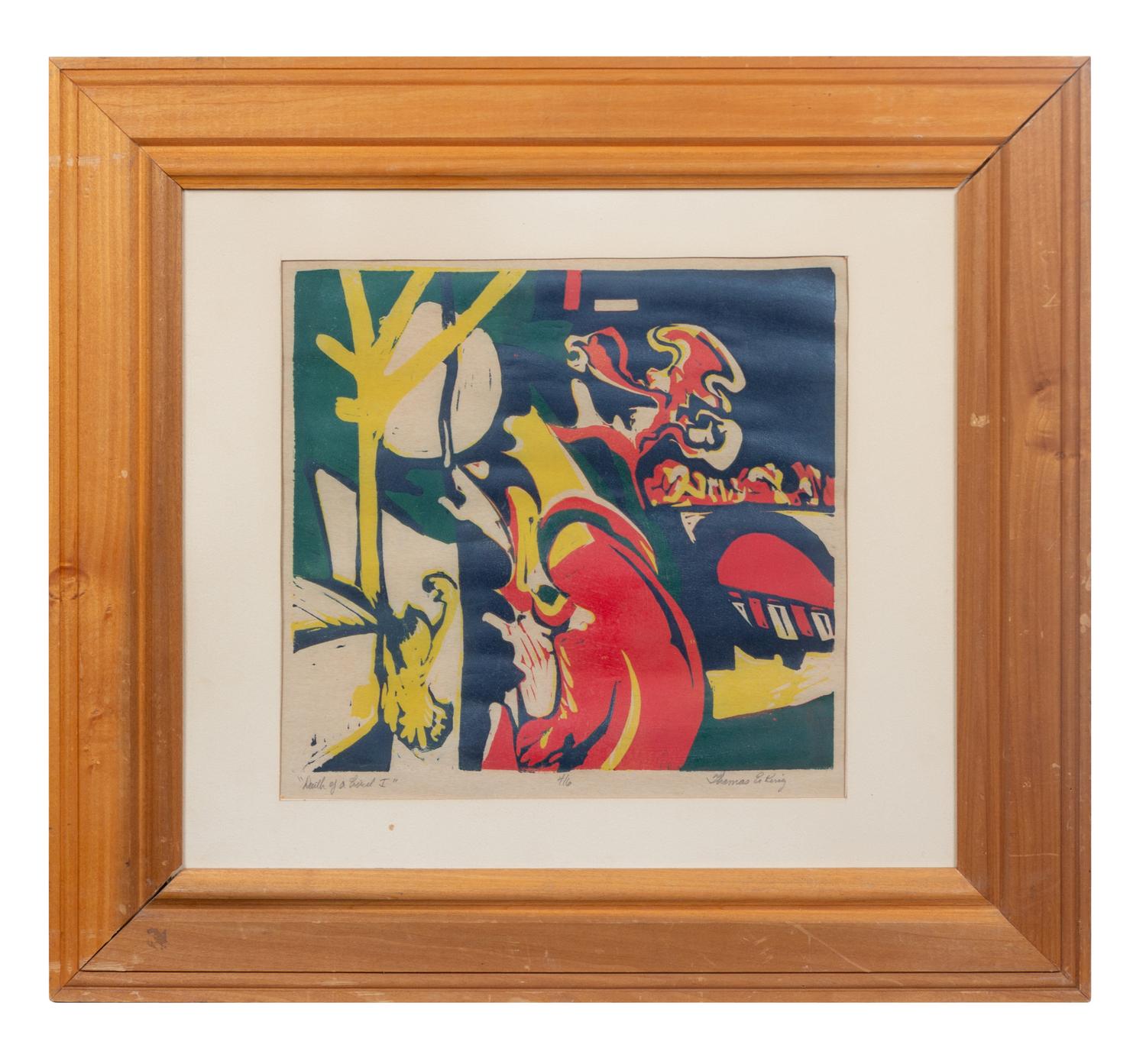 Thomas E. King (20th century) Death of a Bird woodblock…