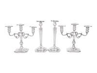 Two Pairs of American Silver Candle Holders