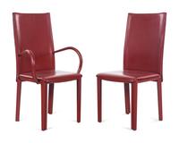 A Set of Eight Contemporary Leather-Upholstered Dining Chairs