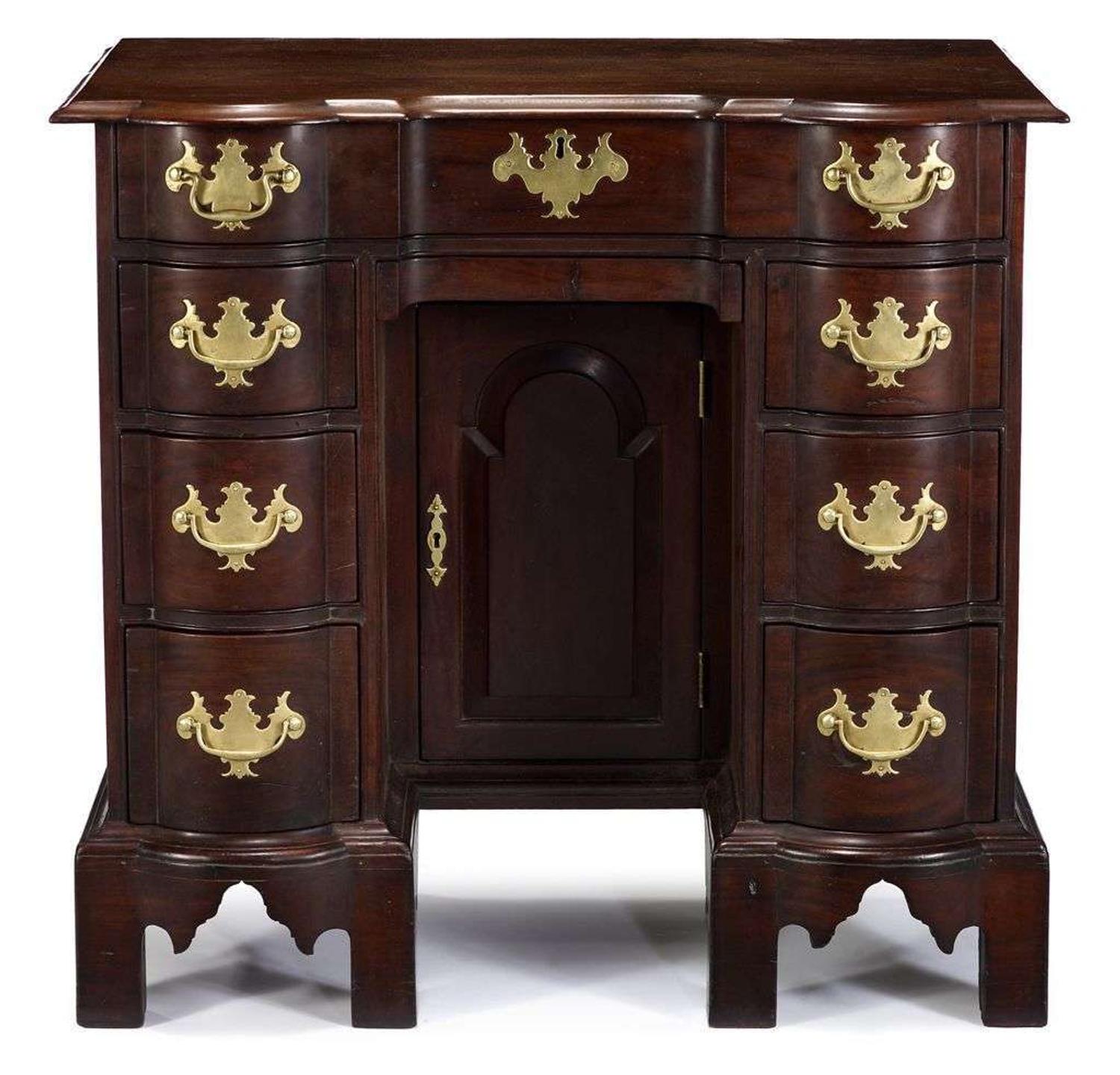 Chippendale mahogany kneehole desk eastern massachusetts, circa 1760