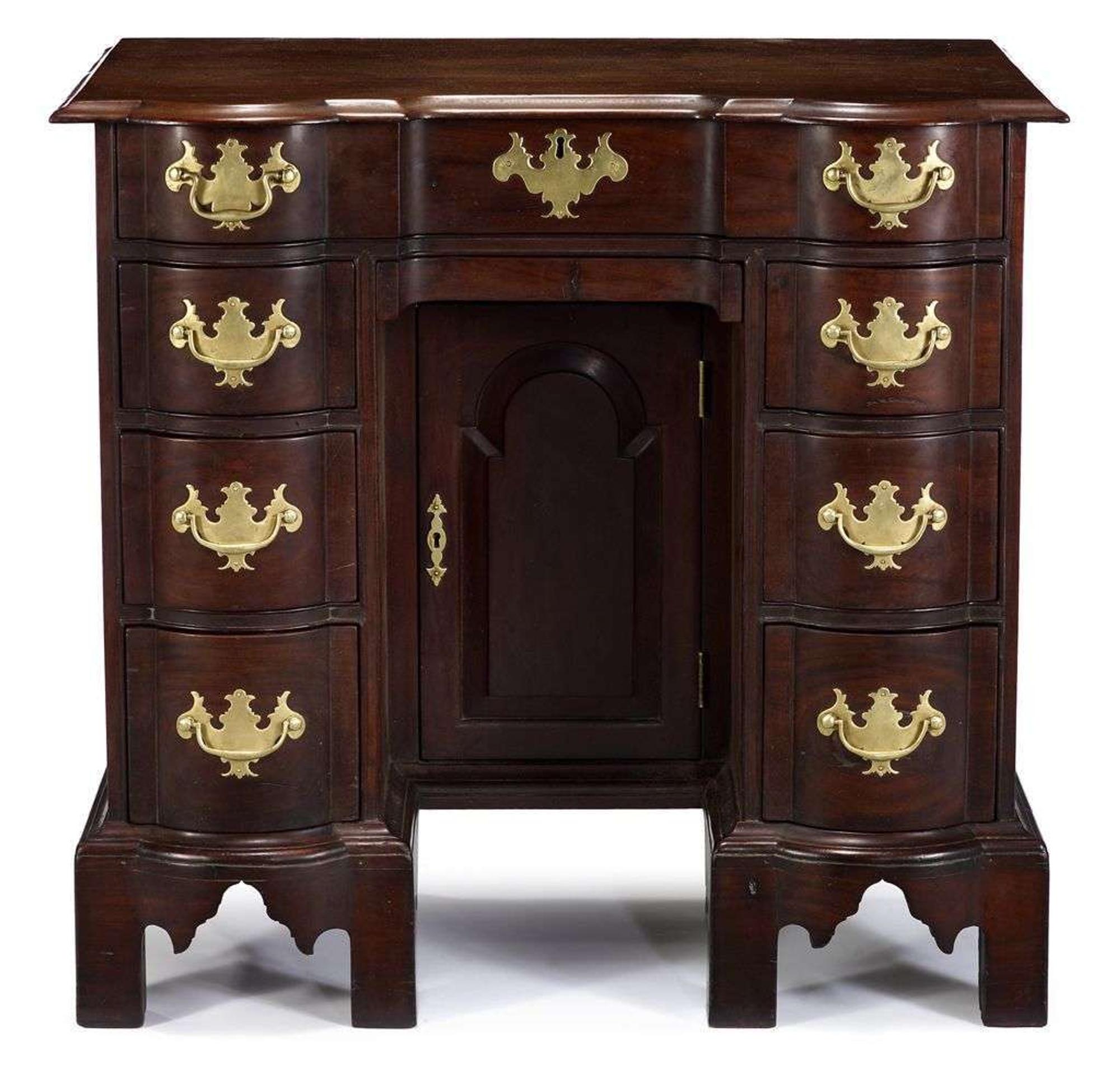 Chippendale mahogany kneehole desk eastern massachusetts, circa 1760
