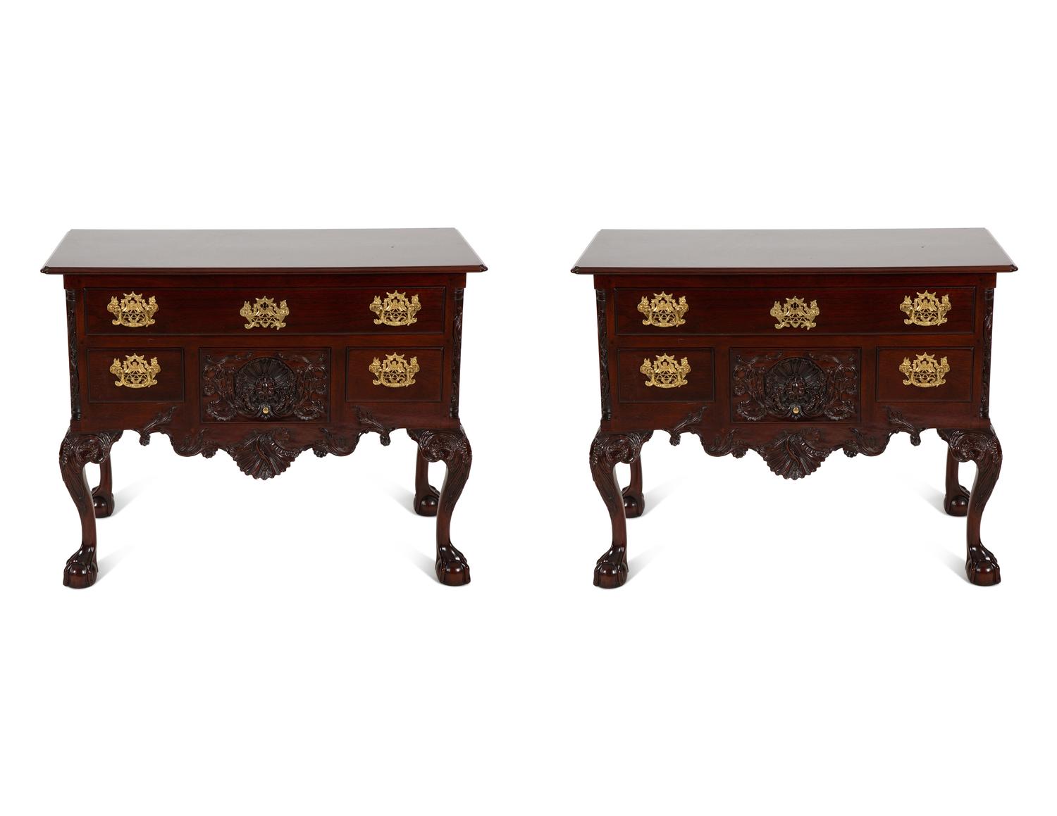 A Pair of George II Style Mahogany Low Boys