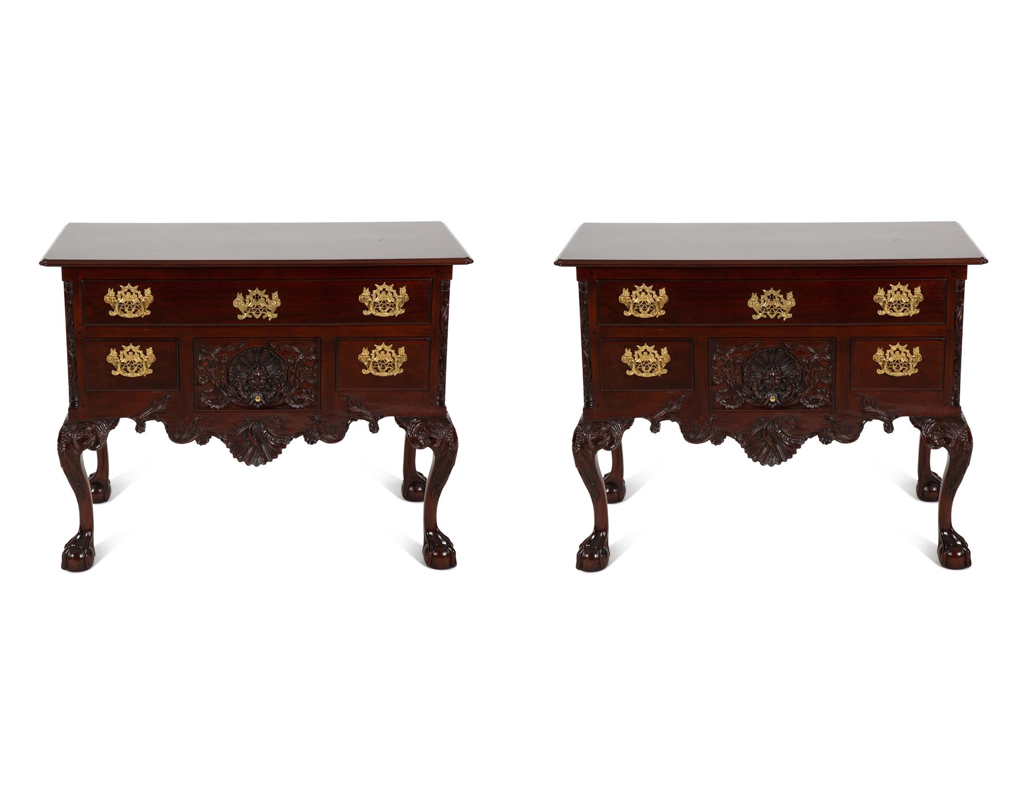A Pair of George II Style Mahogany Low Boys