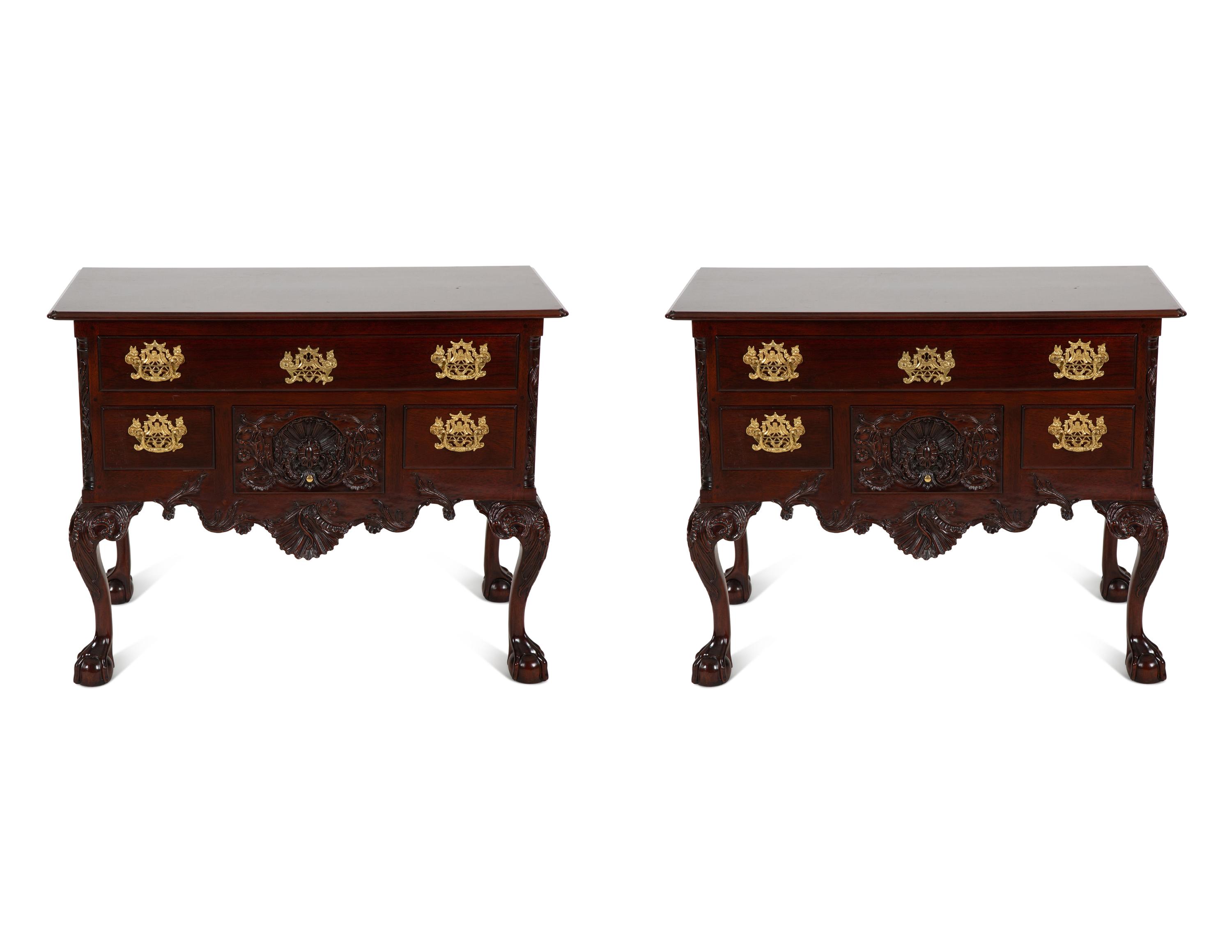 A Pair of George II Style Mahogany Low Boys