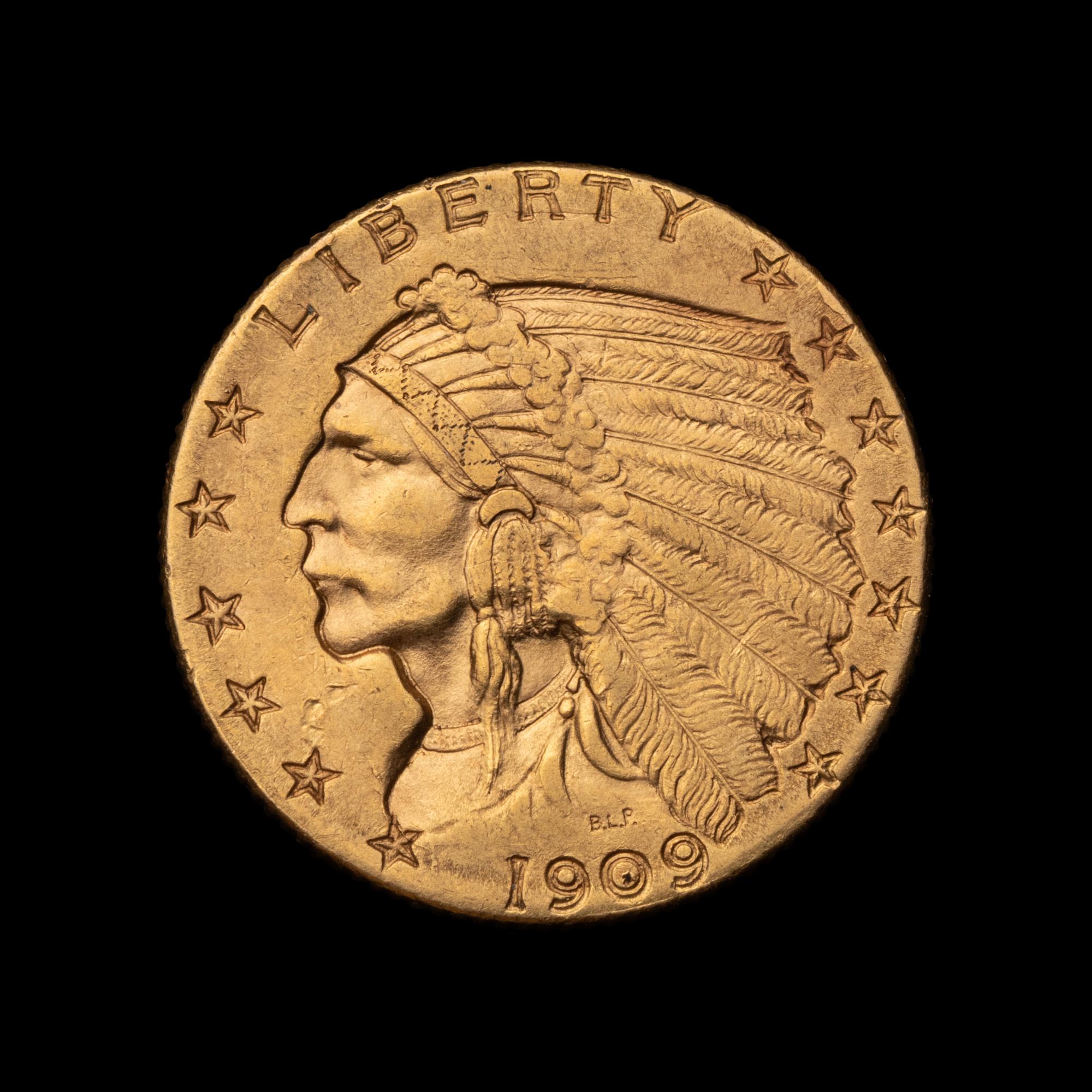 A 1909 Indian Head $2.50 Gold Coin