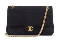 A Chanel Black Fabric Mademoiselle Double Flap Bag, 11" x 7" x 3".