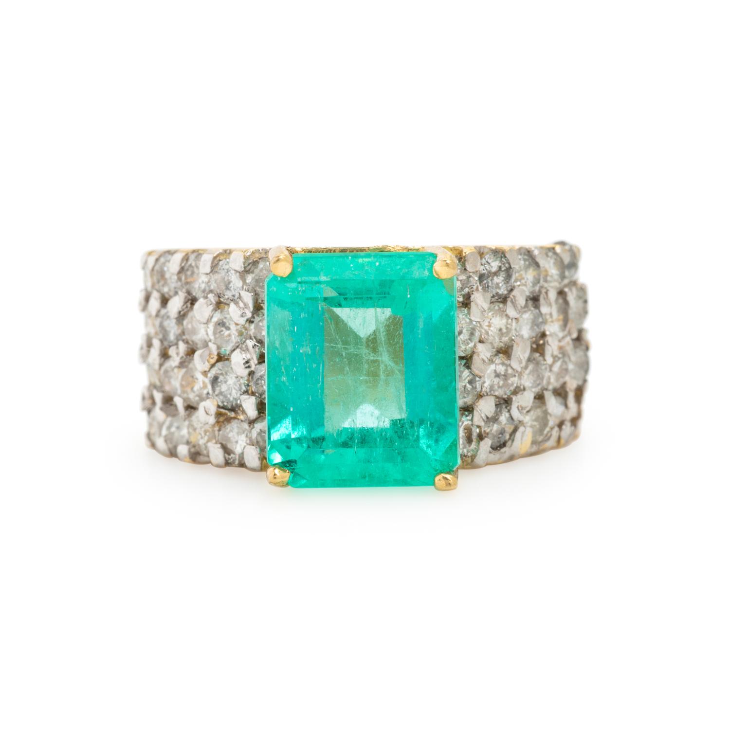 Emerald, Diamond, and Yellow Ring