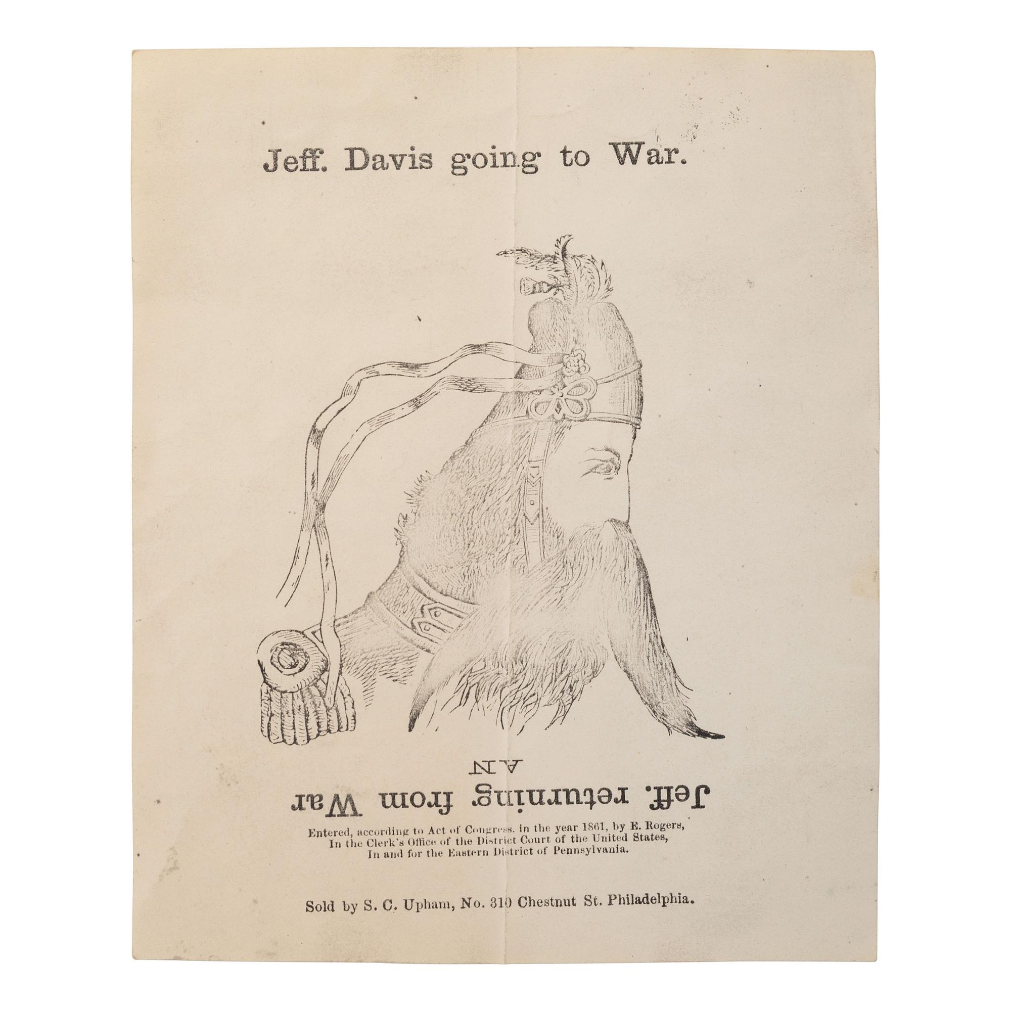 [Civil War] Pro-Union Upside-Down print, "Jeff. Davis going to War / Jeff. returning from War."