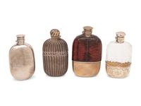 A Group of Four Gorham Silver and Silver-Mounted Flasks