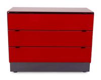 A Contemporary Red-Painted Glass Chest of Drawers — ELLO, CHICAGO
