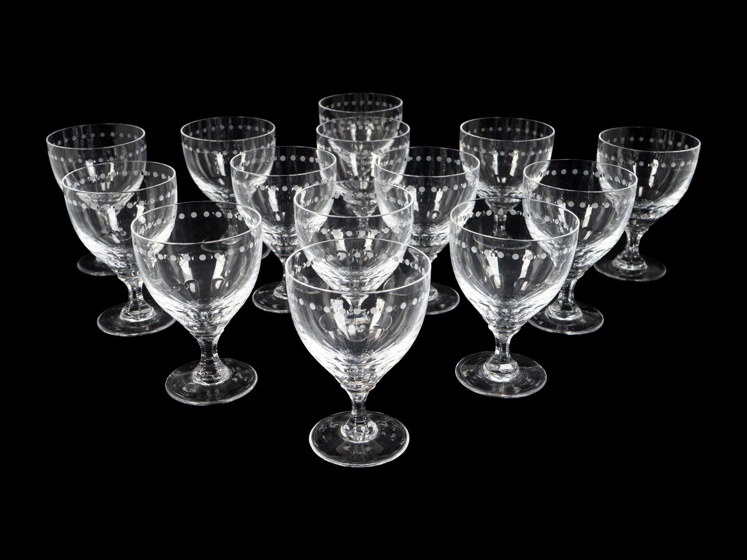 A Set of Fourteen William Yeoward Cut-Glass Water Goblets