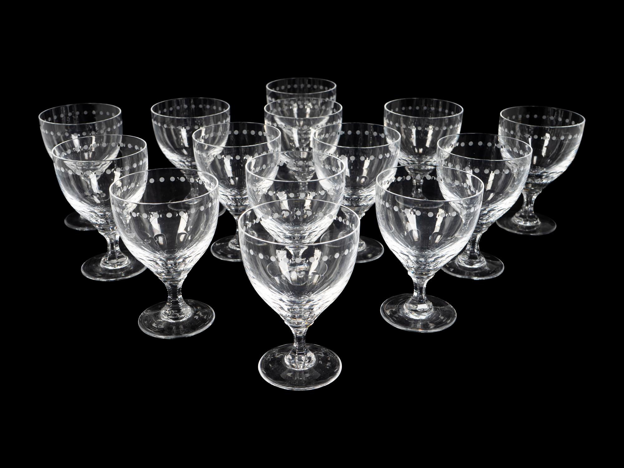A Set of Fourteen William Yeoward Cut-Glass Water Goblets