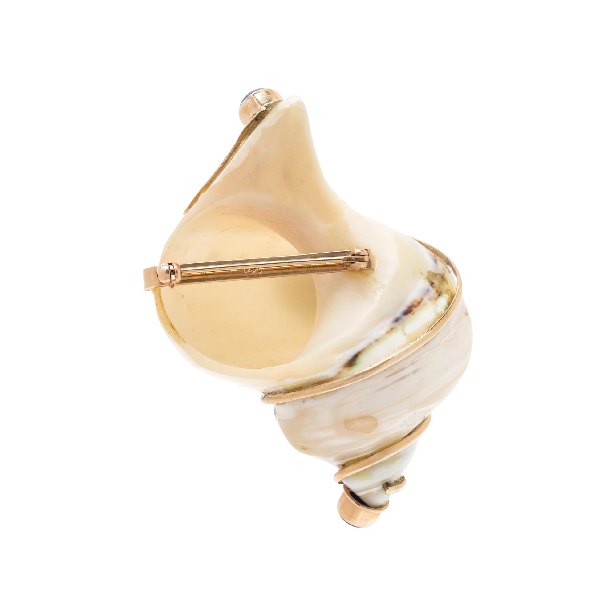 SHELL AND SODALITE BROOCH