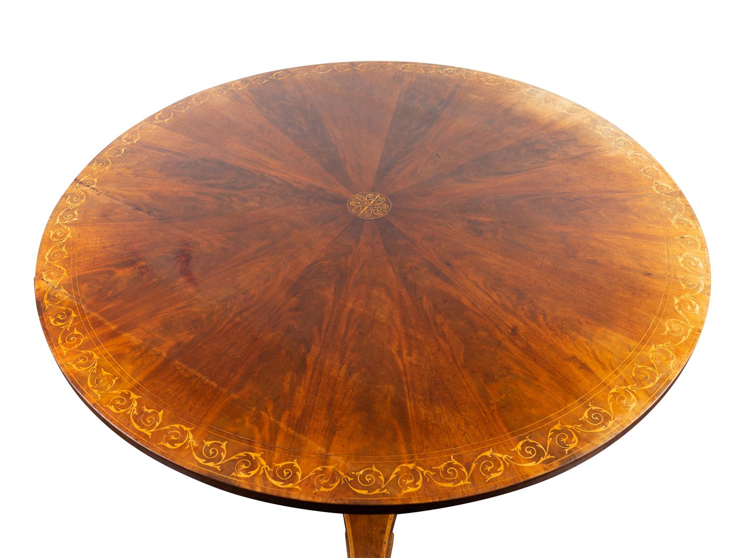 A Regency Style Inlaid Mahogany Tilt-Top Center Table — EARLY 20TH CENTURY