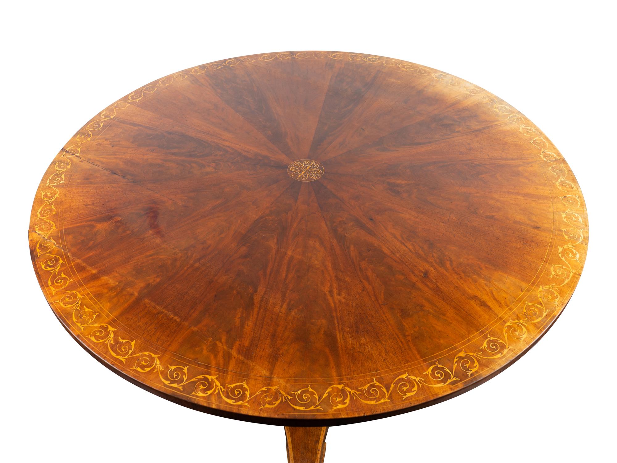 A Regency Style Inlaid Mahogany Tilt-Top Center Table — EARLY 20TH CENTURY
