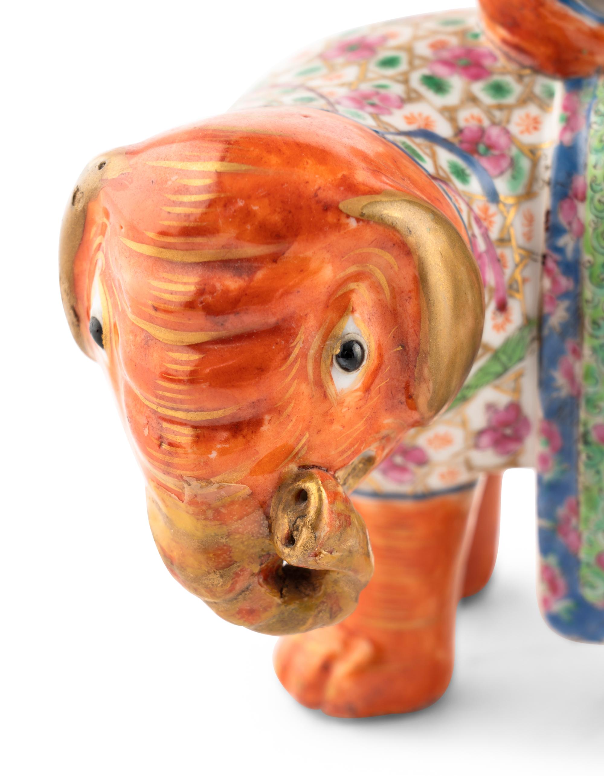A Pair of Chinese Export Porcelain Elephant Vases