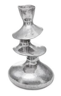 A Contemporary English Silver Vase, Hiroshi Suzuki, Sheffield, 2002, of three tiered from with a spot-hammered finish throughout.