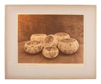 CURTIS, Edward (1868-1952). A group of 8 photogravures of Pomo, Washo, Yokuts and other California Native American baskets, portfolios 14 and 15: