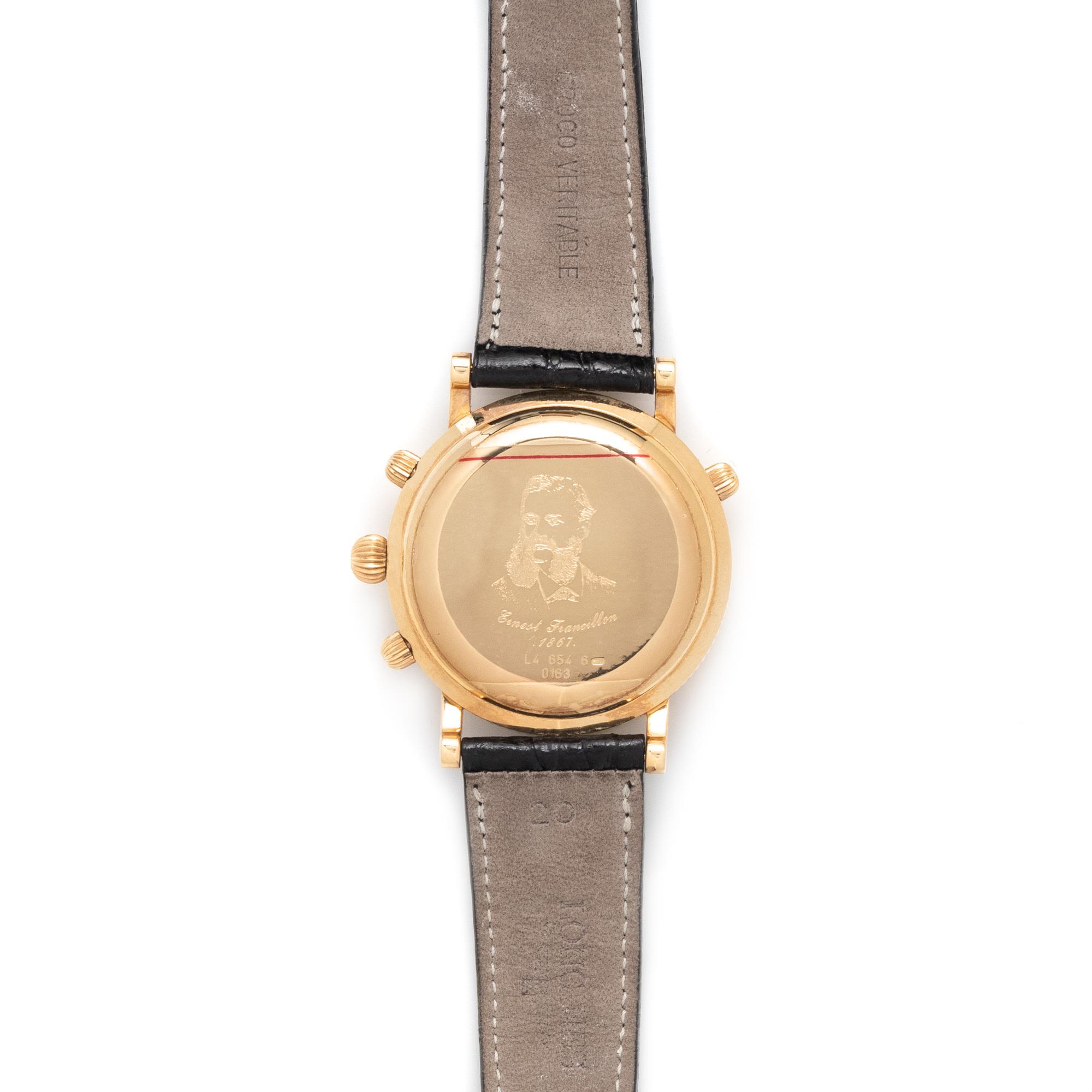 LONGINES, ERNEST FRANCILLON, REF. L4 654 6 NO. 0181 18K YELLOW GOLD SPLIT-SECOND CHRONOGRAPH WATCH