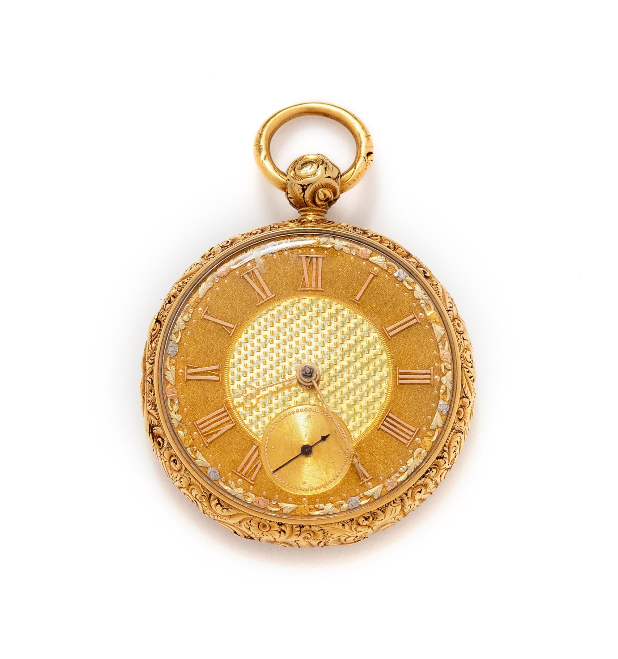 J. Fenwick, London, Yellow Gold Open Face Pocket Watch