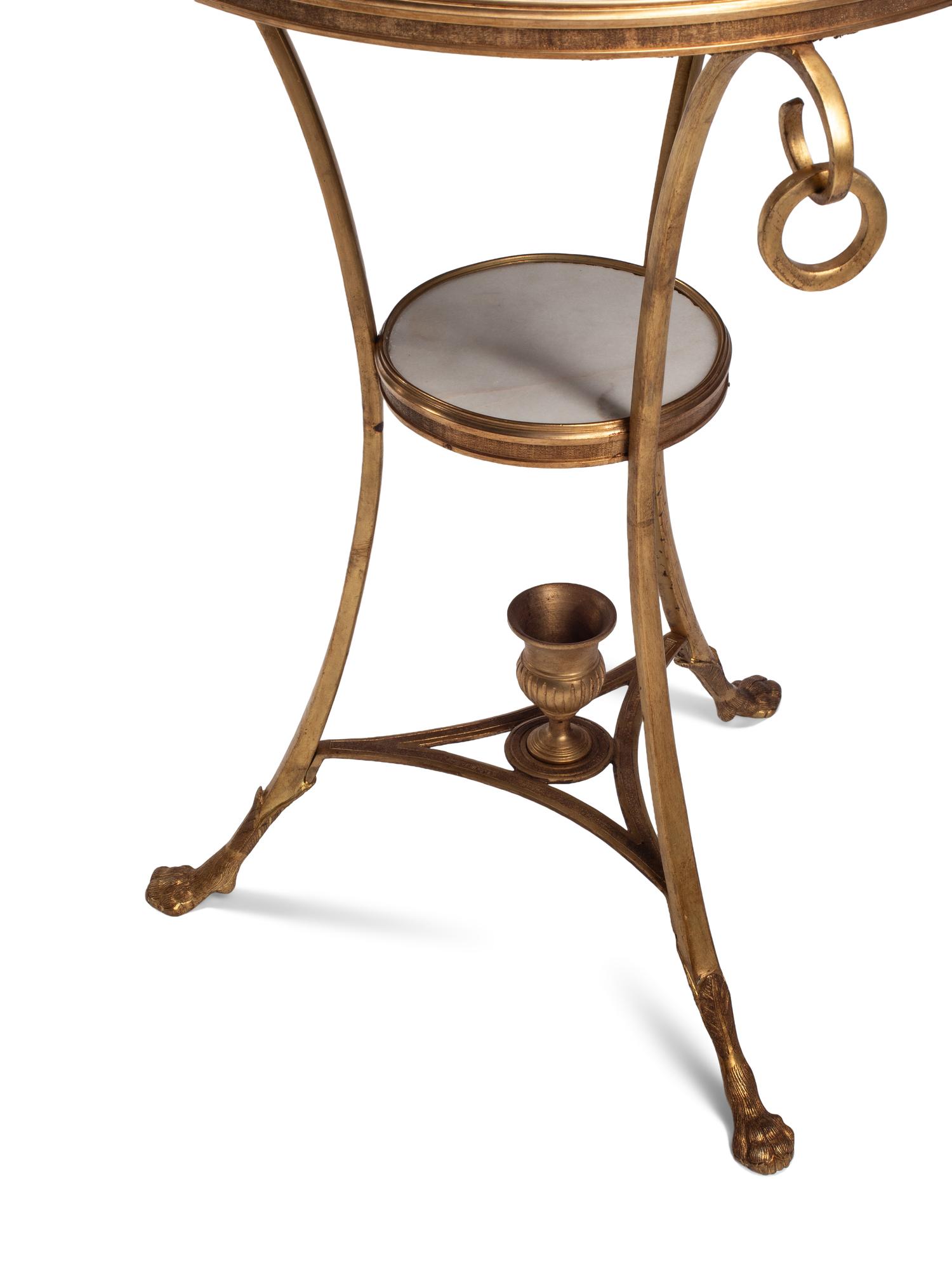 A Pair of Gilt Bronze and White Marble Guéridon Tables