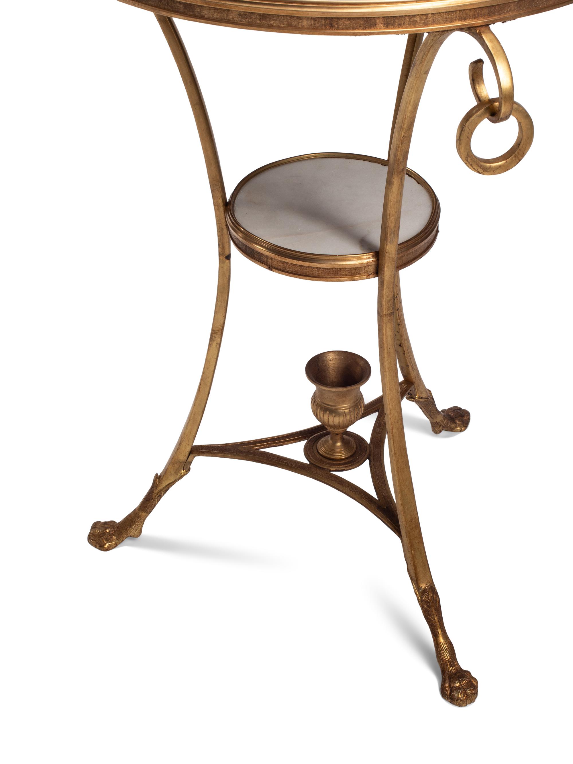 A Pair of Gilt Bronze and White Marble Guéridon Tables