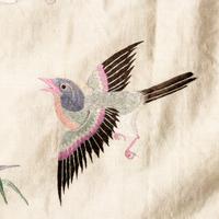 A Large Chinese Embroidered Silk Hanging Panel, Late 19th Century 清晚期 藍地綉花鳥大挂賬