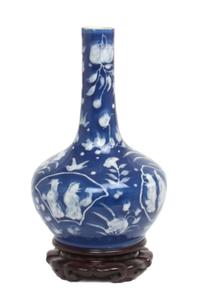 A Chinese Blue and White Porcelain Vase Height 13 1/2 inches.